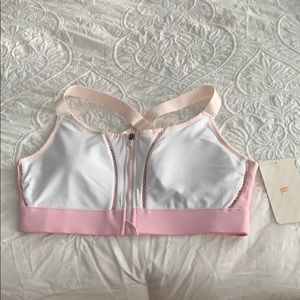 Fabletics pink/ white sports bra